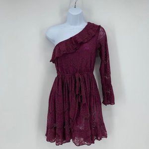 RAGA NWT Women's Purple Laney Lace One Shoulder Mini Dress Size Extra Small